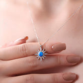Blue Opal Sun Sterling Silver Necklace